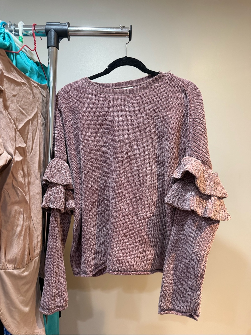 Target Chenille Ruffle Sleeve Sweater - Mauve